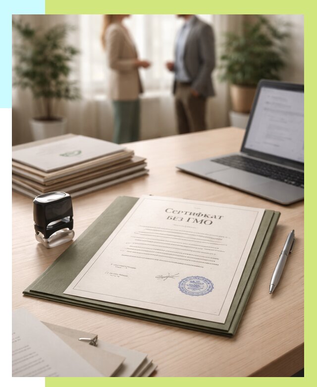 Сертификат без ГМО в Елизове от 7596 р. оформить срочно Алешин-Лзв